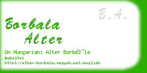 borbala alter business card